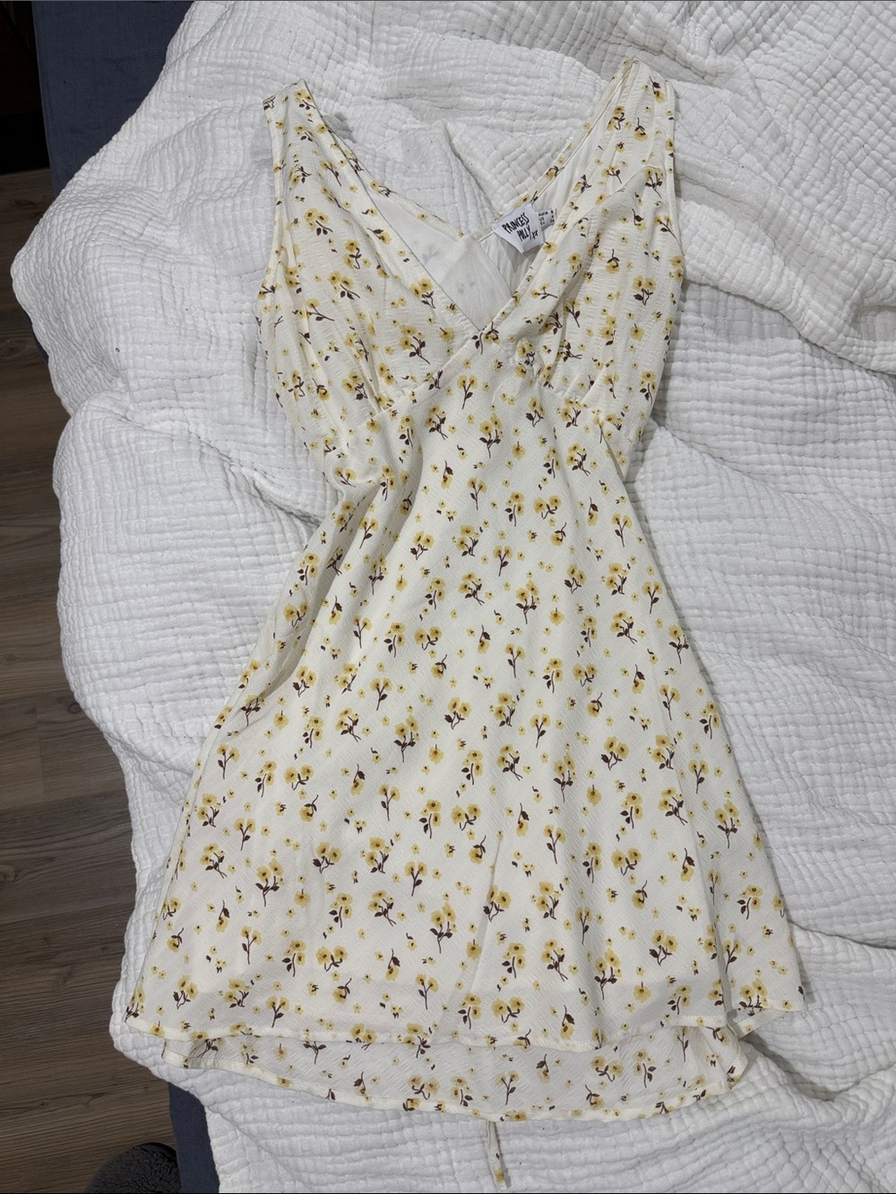 Princess Polly Cream Yellow Floral Wrap Mini Dress